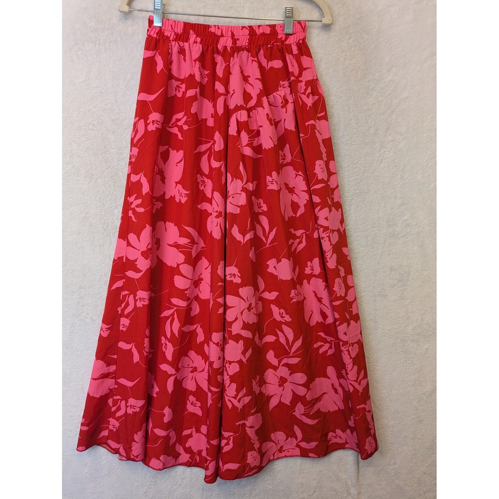 SHEIN Red Pink Floral High Waist Summer Skirt Women Size XS